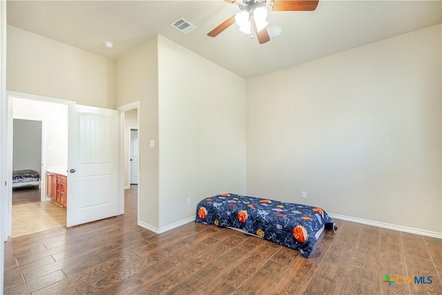 3920 Hickory Vw, Harker Heights, TX 76548 - bedroom with wood finished floors, a ceiling fan, and vaulted ceiling