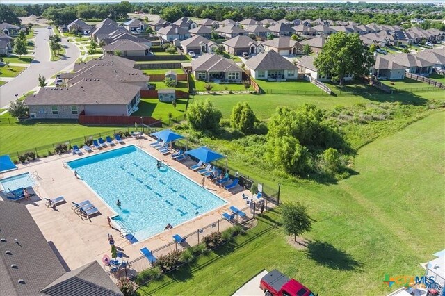6109 Worthing Dr, Temple, TX 76502 - aerial view of residential area with a pool area