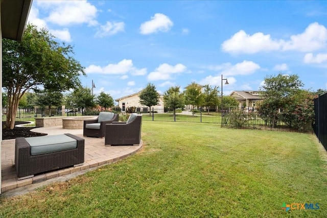 view of yard with a patio and a fenced backyard