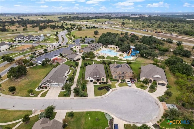 drone / aerial view with a residential view