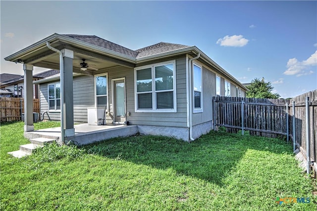9006 Single Bend Trl, Temple, TX 76502 - view of property exterior with a ceiling fan, a fenced backyard, and a patio