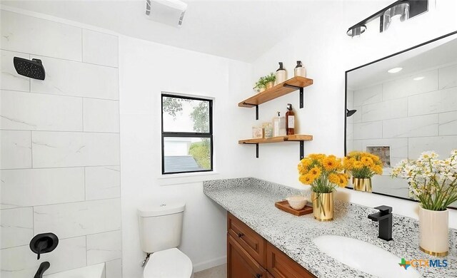 full bathroom featuring toilet and vanity