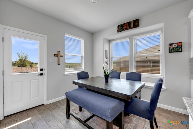 dining area featuring light hardwood / wood-style floors