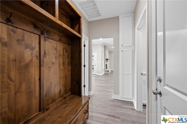 mudroom featuring light hardwood / wood-style floors