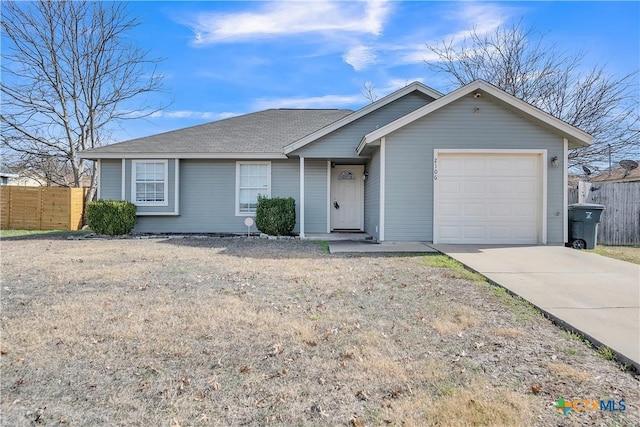 single story home with a garage