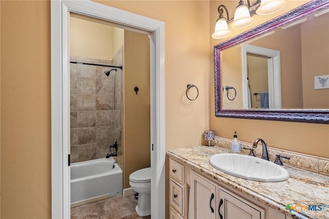 55 Post Oak Bnd, Inez, TX 77968 - full bath with toilet, vanity, tile patterned flooring, and bathing tub / shower combination