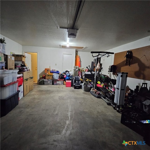 garage with a garage door opener