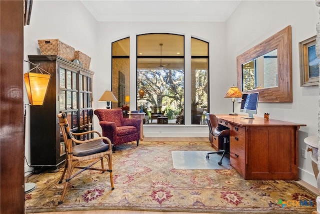 office featuring ornamental molding