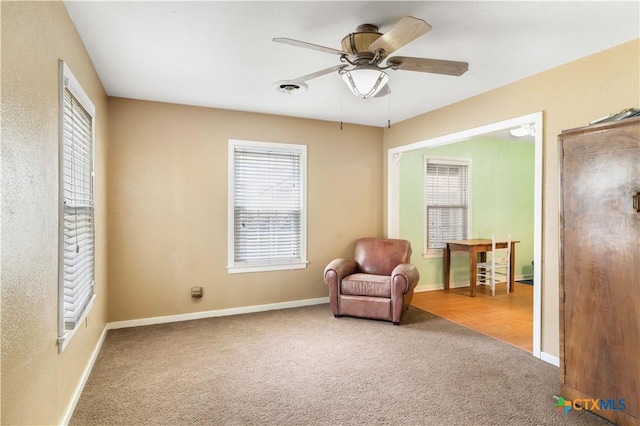 516 2nd St, Cuero, TX 77954 - sitting room featuring carpet flooring and ceiling fan