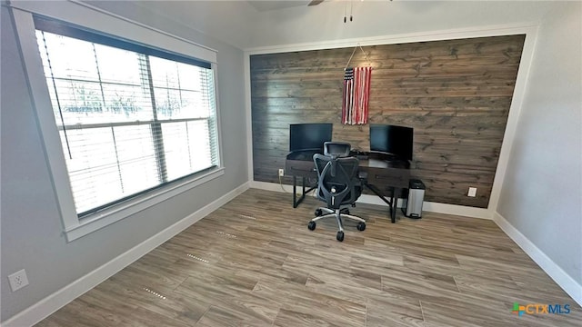1026 County Road 3152, Kempner, TX 76539 - office featuring a ceiling fan, baseboards, and wood finished floors