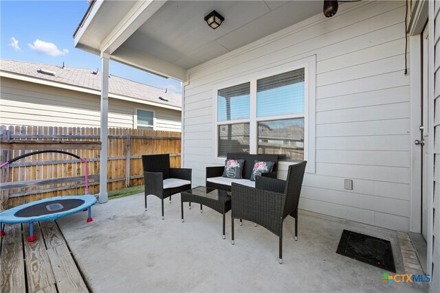 view of patio featuring an outdoor living space