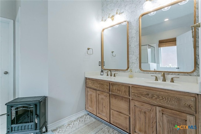 bathroom featuring vanity and tile patterned floors