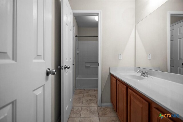 full bathroom with vanity, tile patterned floors, and bathing tub / shower combination