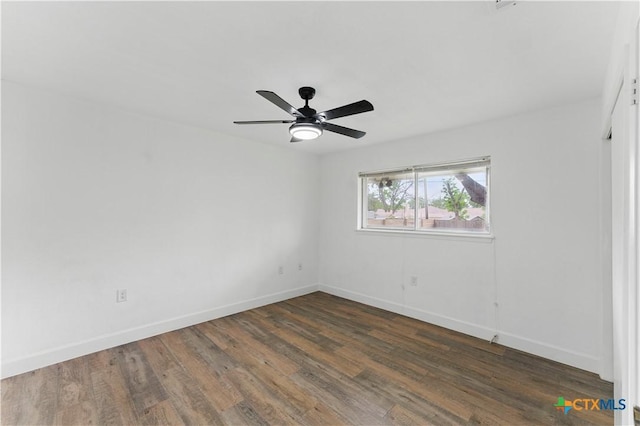 6022 Wildwind Dr, Windcrest, TX 78239 - unfurnished room with wood finished floors, baseboards, and a ceiling fan