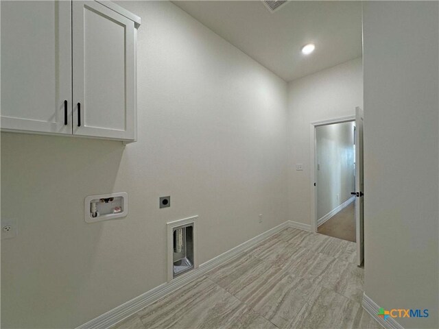 4316 Sunflower Ln, Temple, TX 76502 - washroom with cabinet space, electric dryer hookup, washer hookup, and recessed lighting