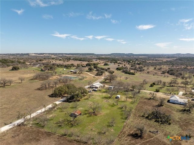 aerial view featuring a rural view