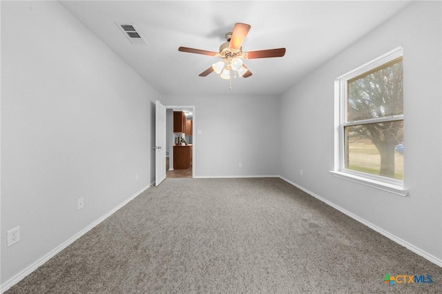 unfurnished bedroom with carpet and ceiling fan