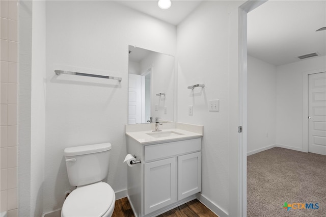 3728 Yeoman St, Pflugerville, TX 78660 - bathroom featuring vanity, baseboards, toilet, and visible vents