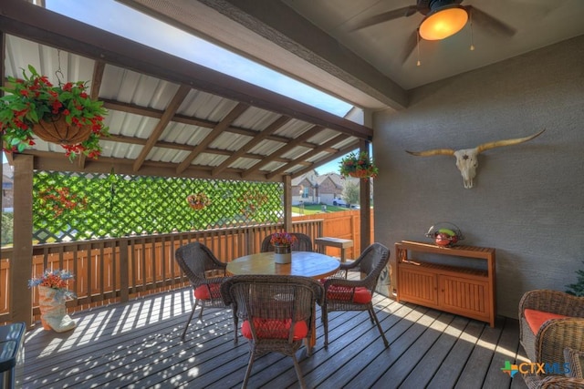 deck featuring ceiling fan