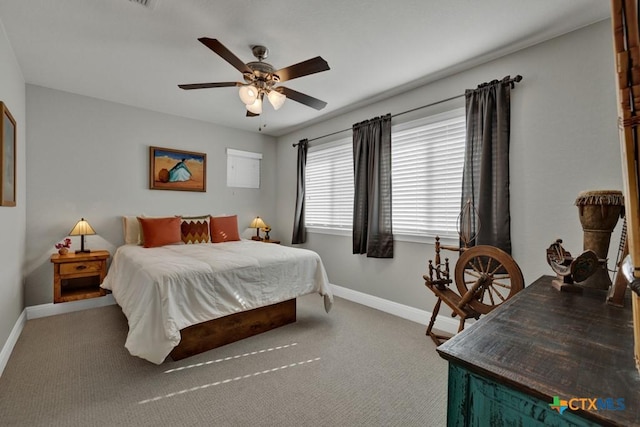 bedroom featuring carpet flooring and ceiling fan