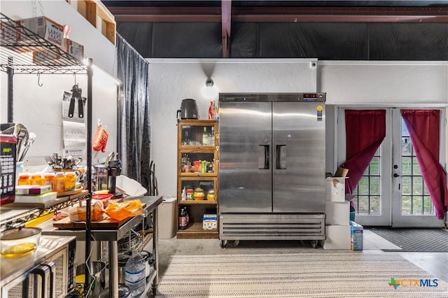 00 Dagg Rd, Yoakum, TX 77995 - kitchen with french doors and stainless steel refrigerator
