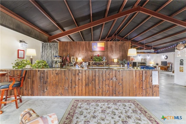 00 Dagg Rd, Yoakum, TX 77995 - kitchen featuring lofted ceiling and finished concrete floors