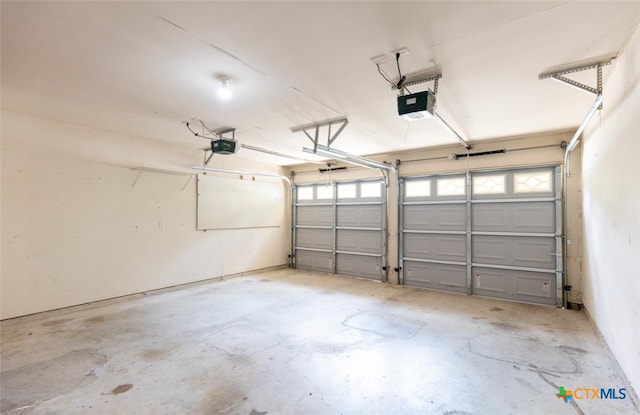 garage with a garage door opener