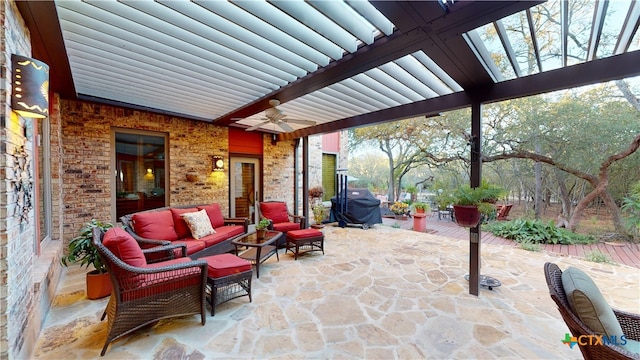 view of patio / terrace with outdoor lounge area and ceiling fan