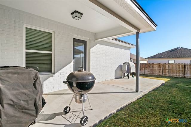 view of patio / terrace featuring a grill