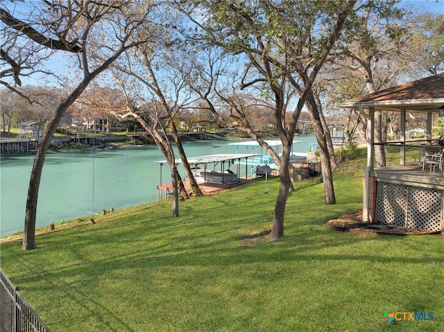 view of yard with a water view