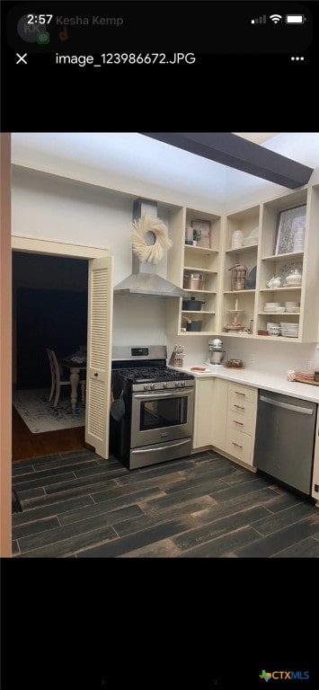 kitchen featuring dark hardwood / wood-style flooring and stainless steel appliances