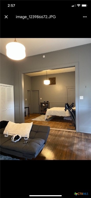 living room with hardwood / wood-style floors