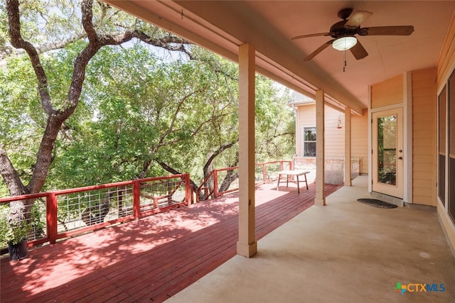 2291 Frontier, Spring Branch, TX 78070 - wooden deck featuring ceiling fan