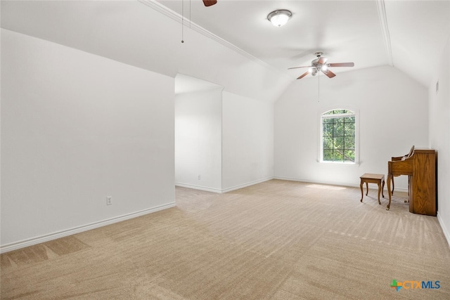 2291 Frontier, Spring Branch, TX 78070 - additional living space featuring a ceiling fan, carpet, and vaulted ceiling