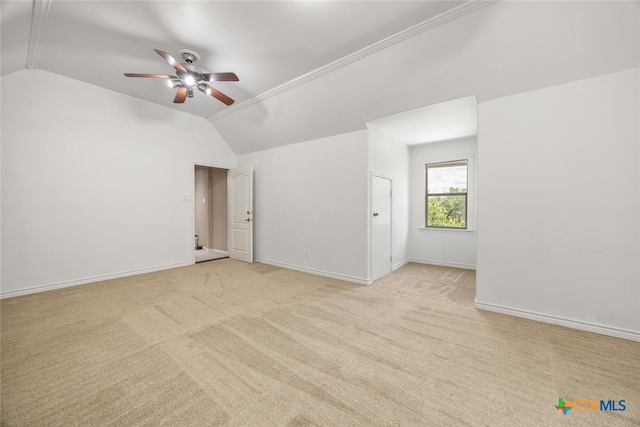 2291 Frontier, Spring Branch, TX 78070 - empty room featuring lofted ceiling, a ceiling fan, and light colored carpet