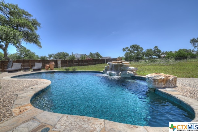 view of pool featuring pool water feature