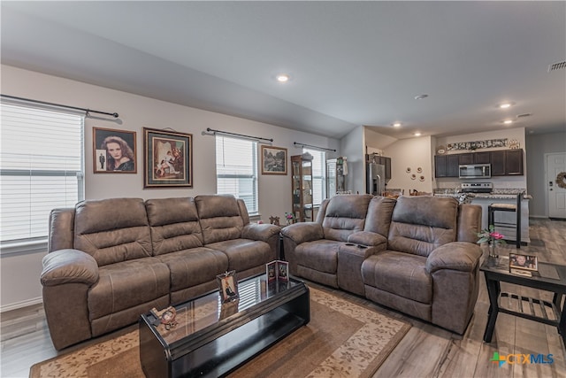 living room featuring light hardwood / wood-style flooring