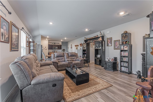 living room featuring light hardwood / wood-style floors