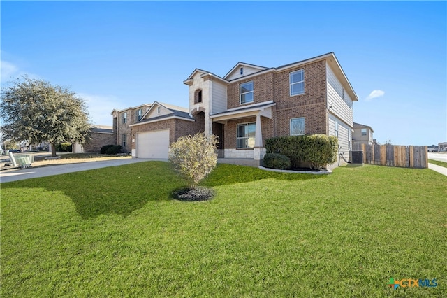 view of front property featuring a front lawn and central air condition unit