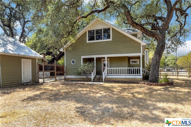 view of front of property featuring covered porch