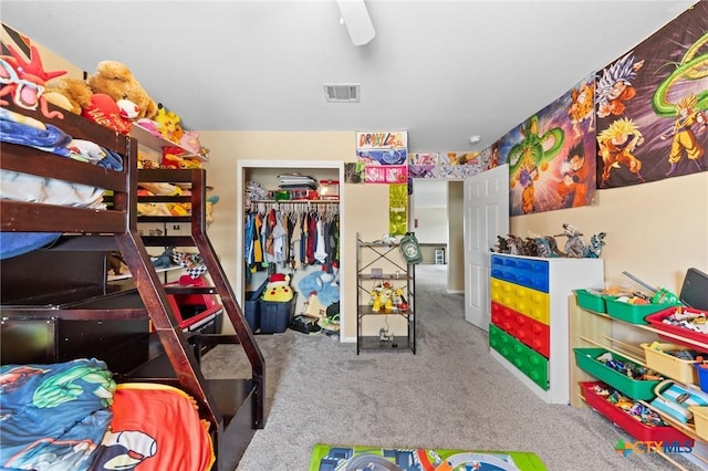 413 E Orion Dr, Killeen, TX 76542 - bedroom featuring a closet, carpet, and ceiling fan