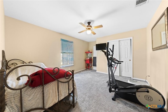 413 E Orion Dr, Killeen, TX 76542 - workout room with a ceiling fan, carpet floors, and baseboards