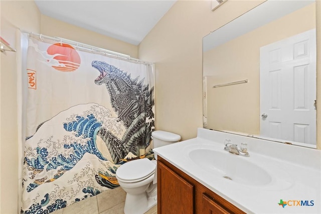 413 E Orion Dr, Killeen, TX 76542 - full bath with tile patterned flooring, vanity, toilet, and curtained shower