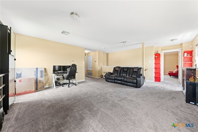 living room featuring carpet