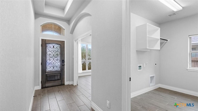 entryway with light wood-type flooring