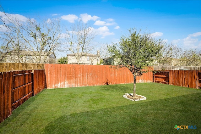 view of yard featuring a fenced backyard