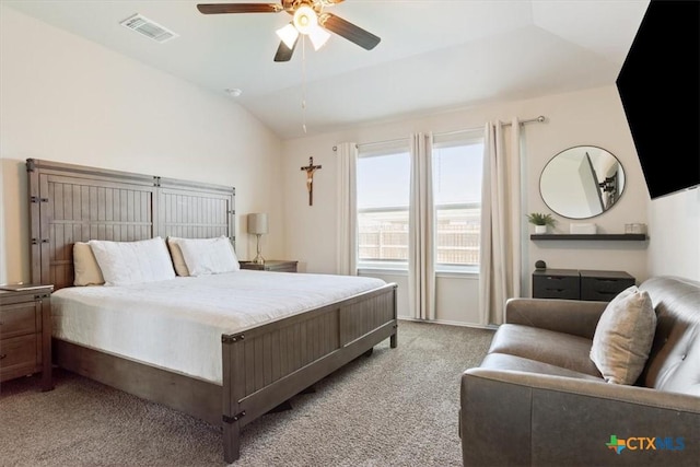8812 Cantera Ridge Rd, Temple, TX 76502 - bedroom with lofted ceiling, light carpet, and a ceiling fan