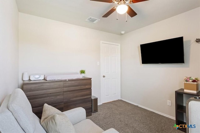 8812 Cantera Ridge Rd, Temple, TX 76502 - carpeted living area featuring a ceiling fan and baseboards