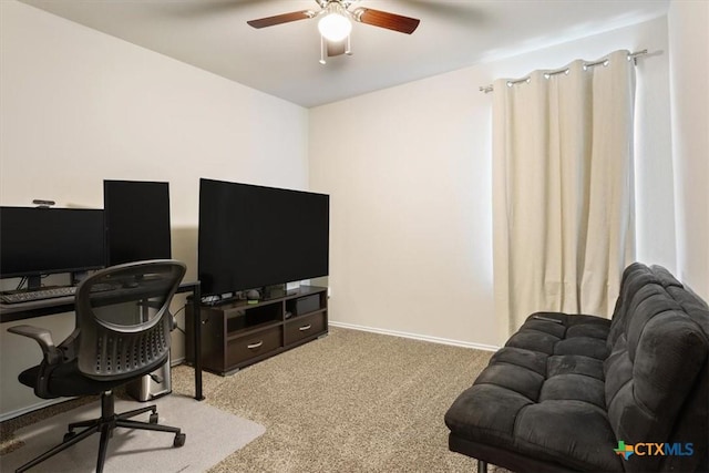 8812 Cantera Ridge Rd, Temple, TX 76502 - carpeted office space featuring a ceiling fan and baseboards