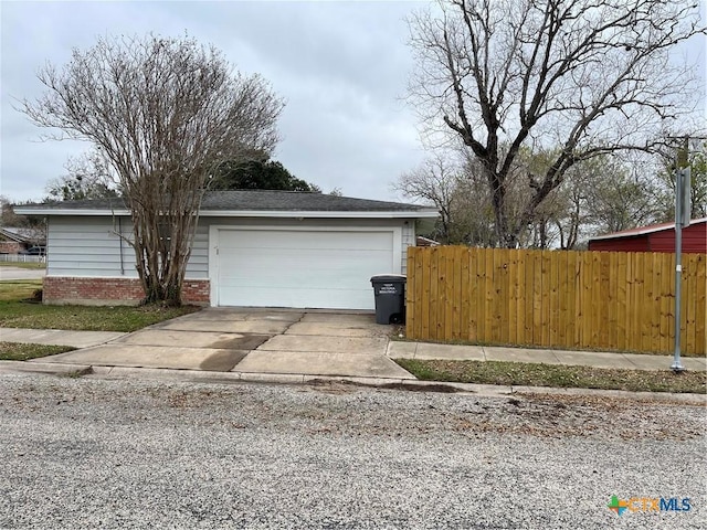 exterior space with a garage